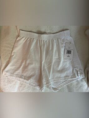 Women's White Elastic-Waist Athletic Shorts